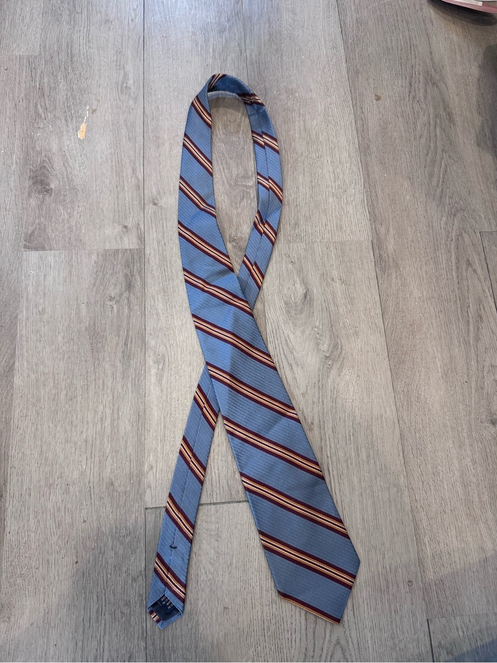 Brooks Brothers Men's Woven Tie Made In Italy Light Blue Striped Silk Necktie